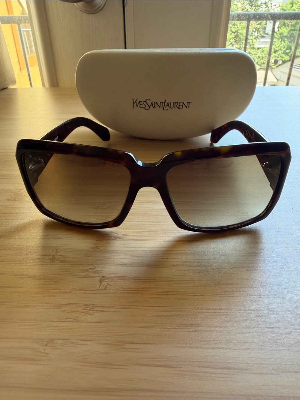 Yves Saint Laurent YSL 6110 Strass Tortoise Oversized Sunglasses + Case